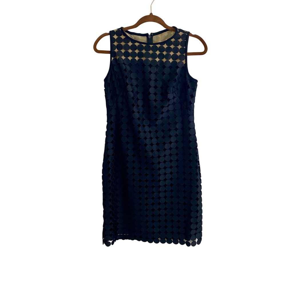 Lauren Ralph Lauren Black Circle Lace Mesh Sheath Dress Sz 4 Cutout Illusion